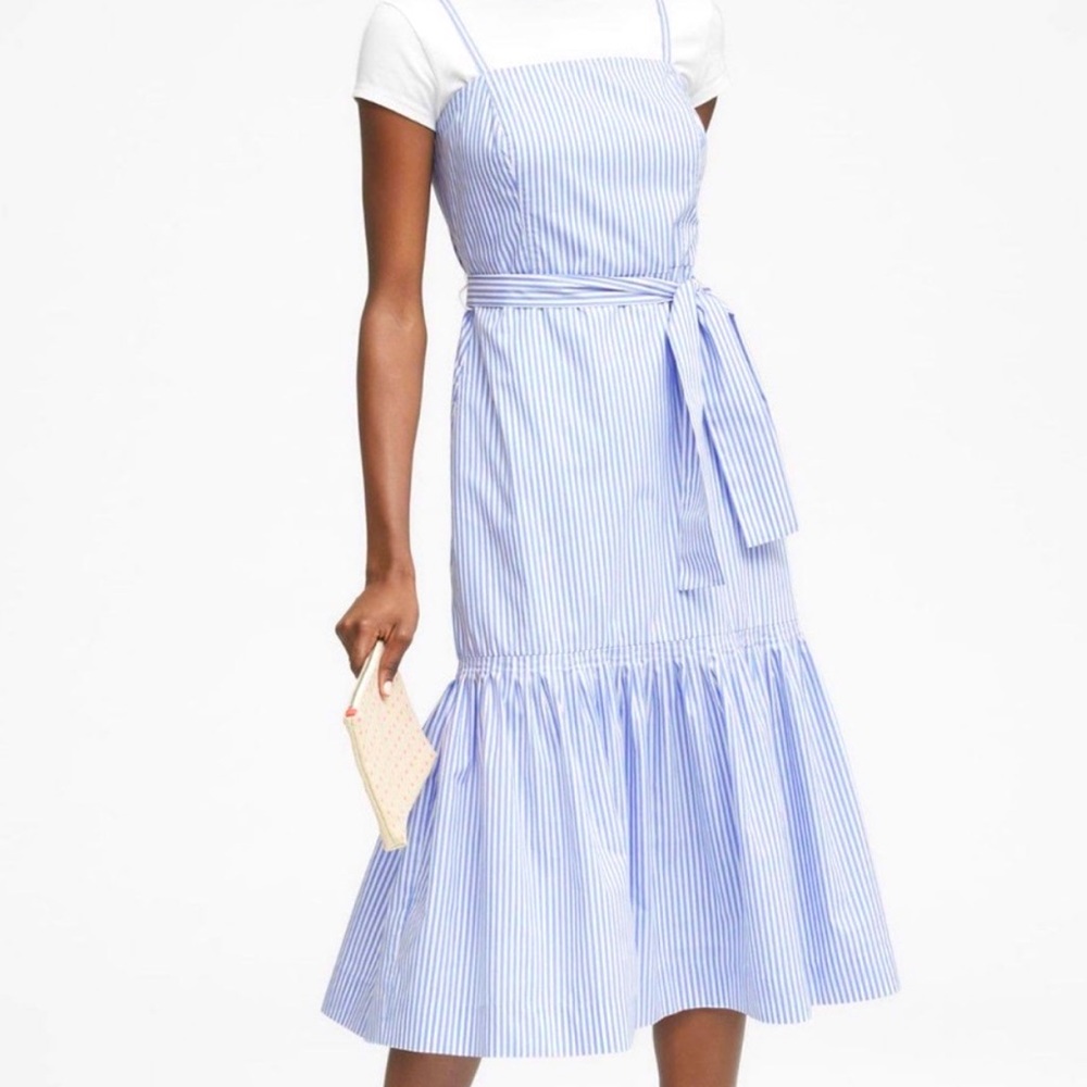 Banana Republic Striped Midi Dress Sz 8 Blue,White Adjustable Removable Straps